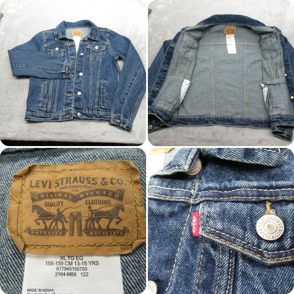 Levi's‎ Denim Jacket Youth XL 13-15 Classic Trucker Rugged Durable Light Wash
